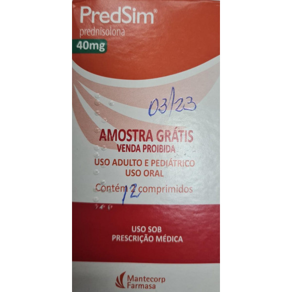 Predsim - Prednisolona 40mg - 7 Comprimidos